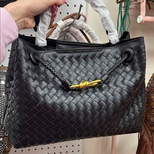 Elegant Black Woven Tote Bag